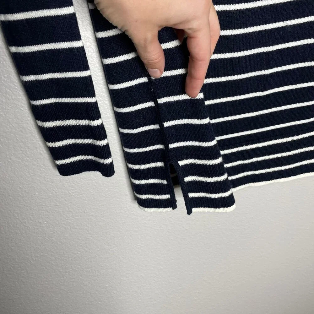 Loft Striped Sweater in Navy Size XS Blue and White Crew Neck